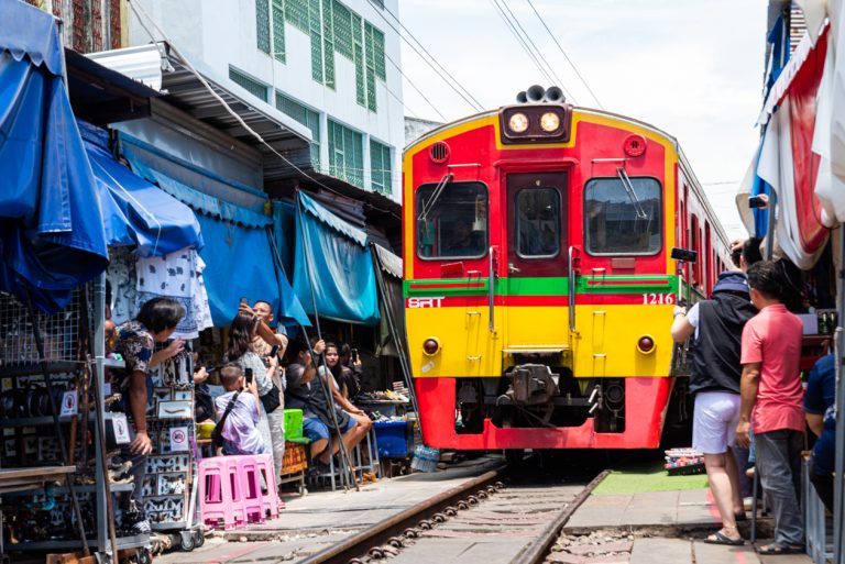 Maeklong market in Thailand.